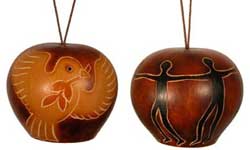 Peruvian Carved Gourd Ornaments Detail